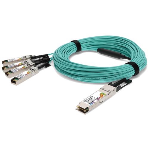 Picture of Avaya/Nortel® AA1404005-E6-20M Compatible TAA Compliant 40GBase-AOC QSFP+ to 4xSFP+ Active Optical Cable (850nm, MMF, 20m)