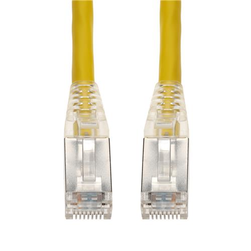 Picture of 6in Yellow CAT 6A Shielded PVC Ethernet Cable Snagless Easy Clear Boot RJ-45 M/M