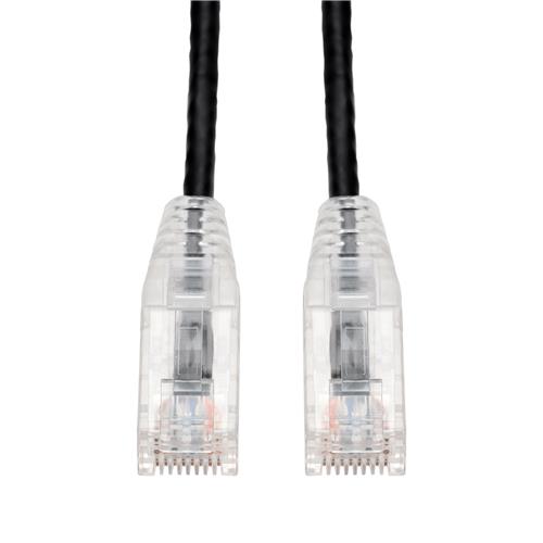 Picture of 6in Black CAT 6 Slim PVC Ethernet Cable Snagless Clear-Claw RJ-45 M/M