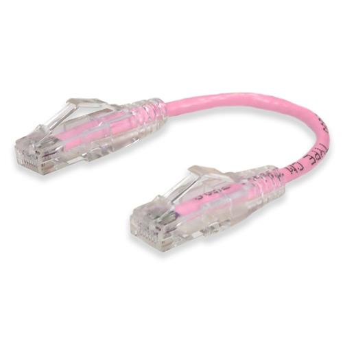 Picture of 6in Pink CAT 6 Slim PVC Ethernet Cable Snagless Clear-Claw RJ-45 M/M