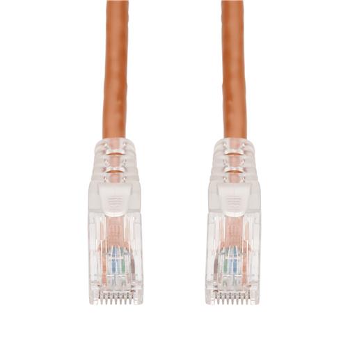 Picture of 100ft Orange CAT 6 Shielded PVC Ethernet Cable Snagless Easy Clear Boot TAA RJ-45 M/M