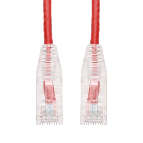 Picture of 100ft Red CAT 6A Slim PVC Ethernet Cable Snagless Clear-Claw RJ-45 M/M