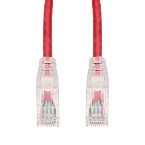 Picture of 10ft Red CAT 5E PVC Ethernet Cable Snagless Easy Clear Boot TAA RJ-45 M/M