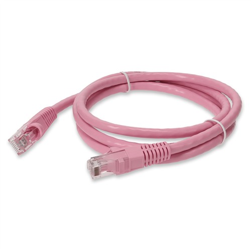 Picture of 10ft Pink CAT 6 PVC Ethernet Cable Snagless Easy Clear Boot TAA RJ-45 M/M