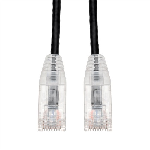 Picture of 5-Pack 10ft Black CAT 6 Slim PVC Ethernet Cable Snagless Clear-Claw RJ-45 M/M