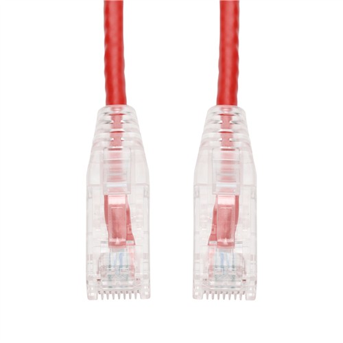 Picture of 5-Pack 10ft Red CAT 6 Slim PVC Ethernet Cable Snagless Clear-Claw RJ-45 M/M