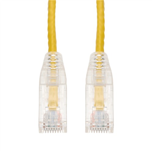 Picture of 5-Pack 10ft Yellow CAT 6 Slim PVC Ethernet Cable Snagless Clear-Claw RJ-45 M/M