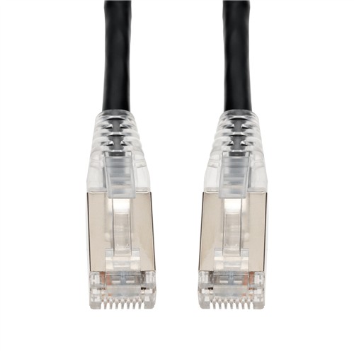 Picture of 14ft Black CAT 6A Shielded PVC Ethernet Cable Snagless Easy Clear Boot RJ-45 M/M