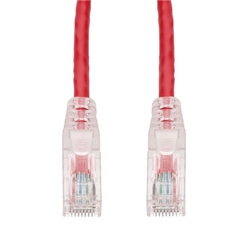 Picture of 15ft Red CAT 6 PVC Ethernet Cable Snagless Easy Clear Boot TAA RJ-45 M/M