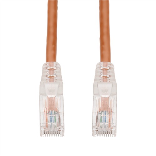 Picture of 15ft Orange CAT 6A PVC Ethernet Cable Snagless Easy Clear Boot TAA RJ-45 M/M