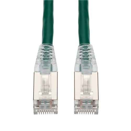 Picture of 15ft Green CAT 6A Shielded PVC Ethernet Cable Snagless Easy Clear Boot RJ-45 M/M
