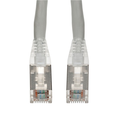 Picture of 15ft Gray CAT 6A Shielded PVC Ethernet Cable Snagless Easy Clear Boot RJ-45 M/M