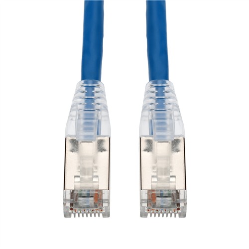 Picture of 15ft Blue CAT 6 Shielded PVC Ethernet Cable Snagless Easy Clear Boot TAA RJ-45 M/M