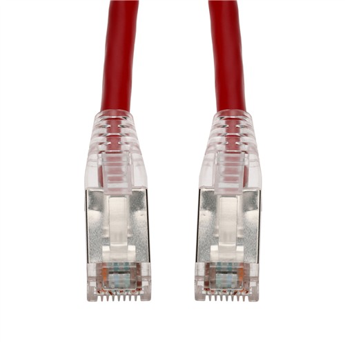 Picture of 15ft Red CAT 6 Shielded PVC Ethernet Cable Snagless Easy Clear Boot RJ-45 M/M