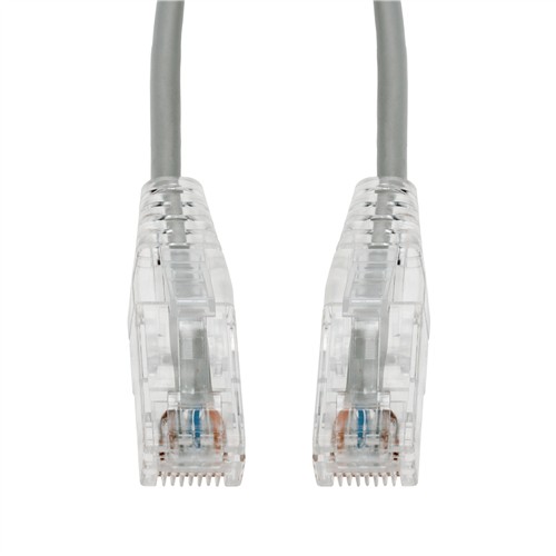 Picture of 15ft Gray CAT 6 Slim PVC Ethernet Cable Snagless Clear-Claw RJ-45 M/M