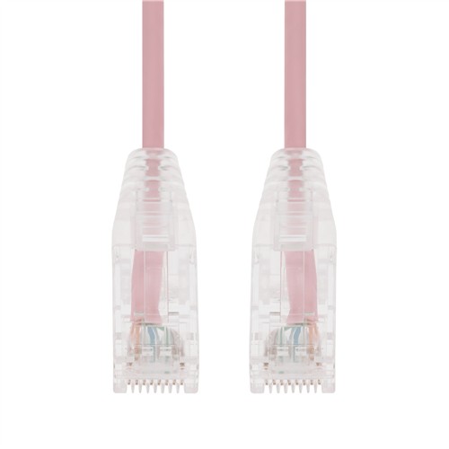 Picture of 15ft Pink CAT 6 Slim PVC Ethernet Cable Snagless Clear-Claw RJ-45 M/M