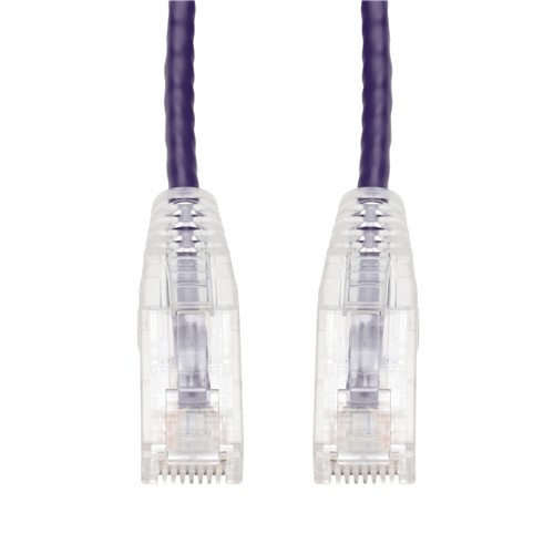 Picture of 15ft Purple CAT 6A Slim PVC Ethernet Cable Snagless Clear-Claw RJ-45 M/M