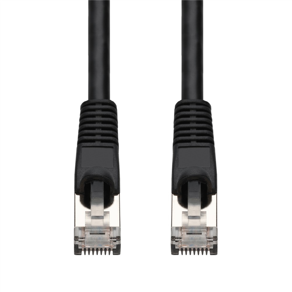 Picture of 25-Pack 1ft Black CAT 7 Shielded (S/FTP) PVC Ethernet Cable Snagless Bubble Boot RJ-45 M/M