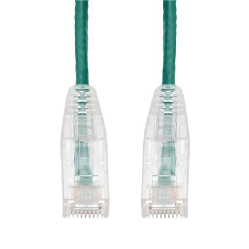 Picture of 1ft Green CAT 6A Slim PVC Ethernet Cable Snagless Clear-Claw RJ-45 M/M
