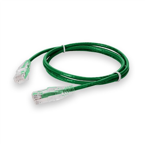 Picture of 1ft Green CAT 6A Slim PVC Ethernet Cable Snagless Clear-Claw RJ-45 M/M