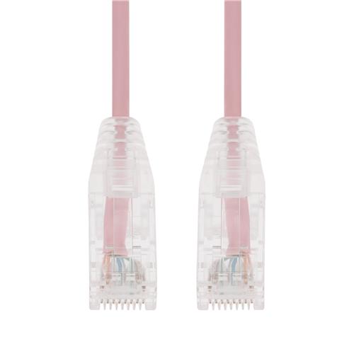 Picture of 25ft RJ-45 (Male) to RJ-45 (Male) Straight Pink Slim Cat6A UTP PVC Copper Patch Cable