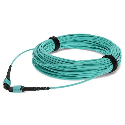 Picture of 2-Pieces of 15m MPO/UPC to MPO/UPC Aqua OM4 OFNR (Riser-Rated) 12-Strand Fiber Patch Cables