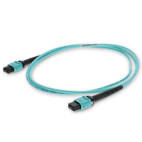 Picture of 2-Pieces of 5m MPO/UPC to MPO/UPC Aqua OM4 OFNR (Riser-Rated) 12-Strand Type-A (Straight) Fiber Patch Cables