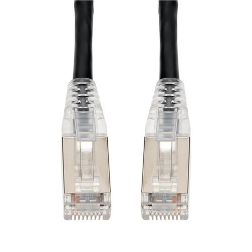 Picture of 45ft Black CAT 6A Shielded PVC Ethernet Cable Snagless Easy Clear Boot RJ-45 M/M