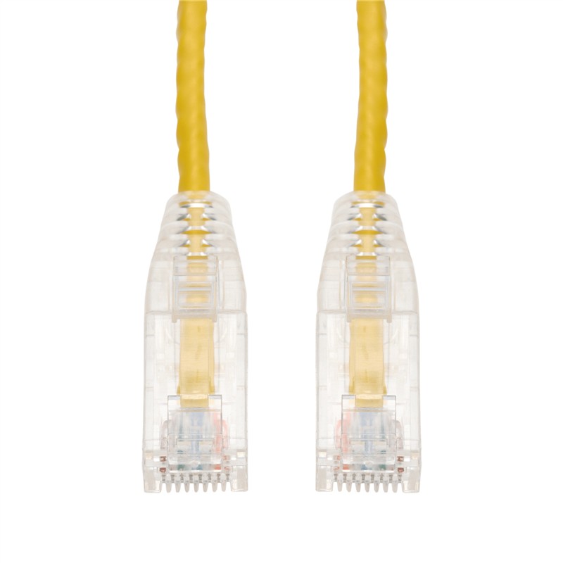 Picture of 50-Pack 5ft Yellow CAT 6 Slim PVC Ethernet Cable Snagless Clear-Claw RJ-45 M/M