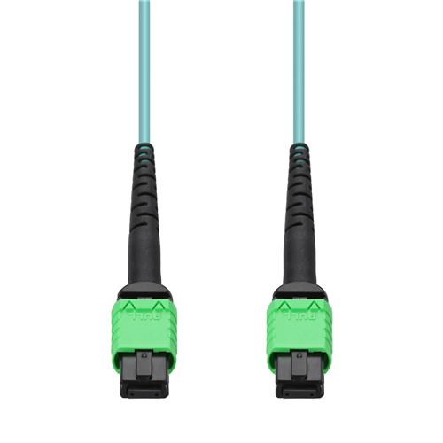 Picture of 15m MPO/APC to MPO/APC Aqua OM4 LSZH 12-Strand Fiber Patch Cable