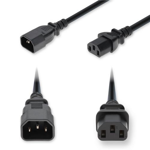 Picture of 5ft C14 Male to C13 Female Standard Commercial 18 AWG 250V at 10A PVC SJT (Service Junior Thermoplastic) Black Power Cable