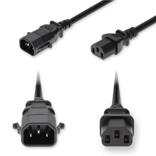 Picture of 10ft C14 Male to C13 Female P-Lock Compatible Standard Commercial 18 AWG 250V at 10A PVC SJT (Service Junior Thermoplastic) Black Power Cable