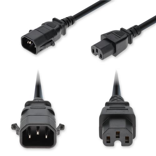 Picture of 5ft C14 Male to C15 Female P-Lock Compatible High-Temperature 14 AWG 250V at 15A PVC SJT (Service Junior Thermoplastic) Black Power Cable