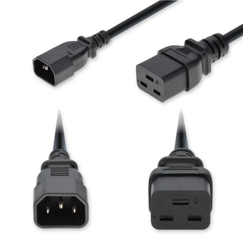 Picture for category 6ft C14 Male to C19 Female Standard Commercial Temp 14 AWG 250V at 15A PVC SJT (Service Junior Thermoplastic) Black Power Cable