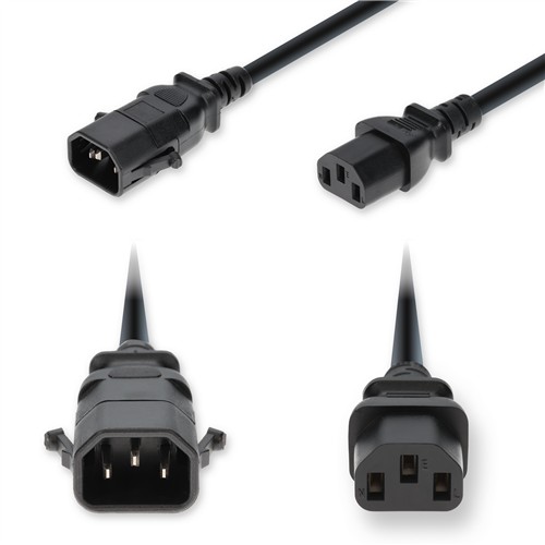 Picture for category 4ft C14 P-Lock Compatible Male to C13 Female Standard Commercial Temp 18 AWG 250V at 10A PVC SJT (Service Junior Thermoplastic) Black Power Cable
