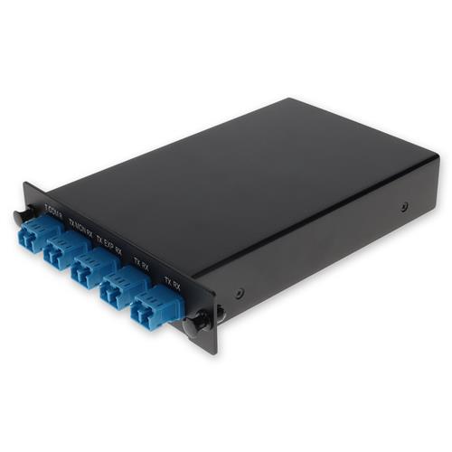 Picture of 2 Channel 1W LGX DWDM MUX and DEMUX (Duplex), ITU 100GHz, Channels 27-28, with Express Port, Monitor Port, and UPC/LC Connectors
