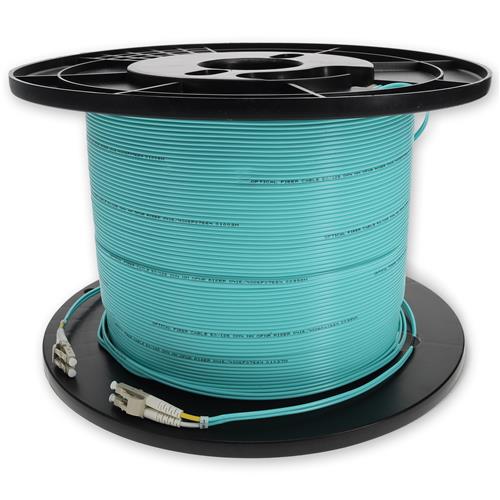 Picture of 125m LC to LC Aqua OM4 Duplex OFNR (Riser-Rated) Fiber Patch Cable