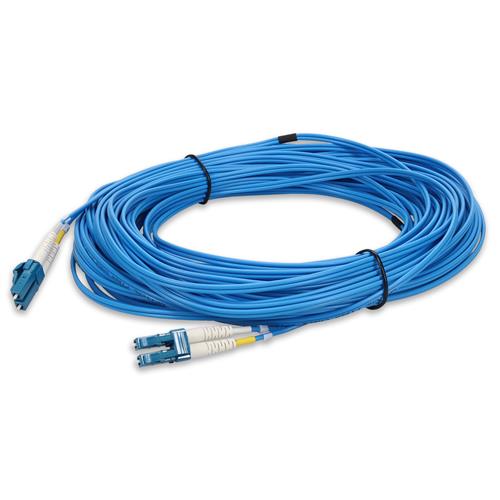 Picture of 20ft LC to LC Blue OS2 Duplex OFNR (Riser-Rated) SMF Fiber Patch Cable