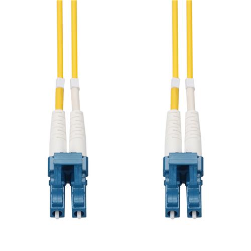 Picture of 6m LC to LC Yellow OS2 Duplex Microboot, Snagless OFNR (Riser-Rated) SMF Fiber Patch Cable with Serialized Labeled Ends and 3mm OD Jacket