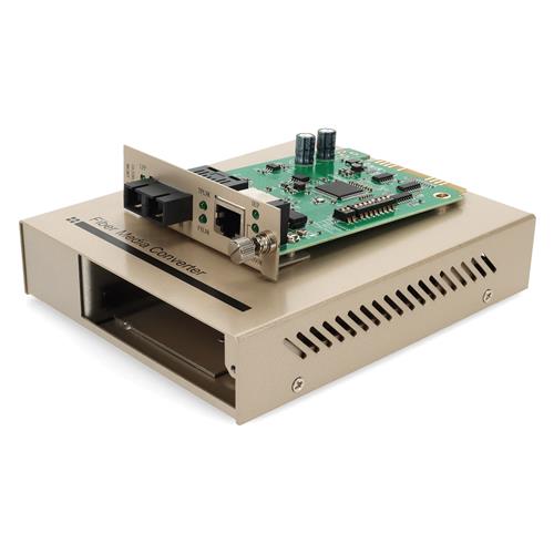 Picture of 10/100/1000Base-TX(RJ-45) to 1000Base-SX(SC) MMF 850nm 550m Standalone Media Converter Card Kit