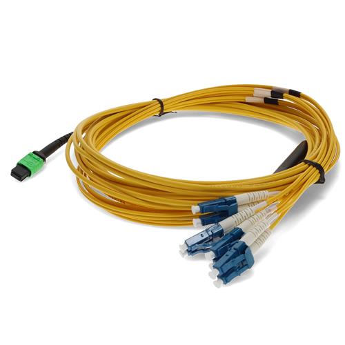Picture of 1m MPO/APC to 4xLC/UPC Duplex Yellow OS2 OFNP (Plenum-Rated) 8-Strand SMF Fiber Fanout Cable