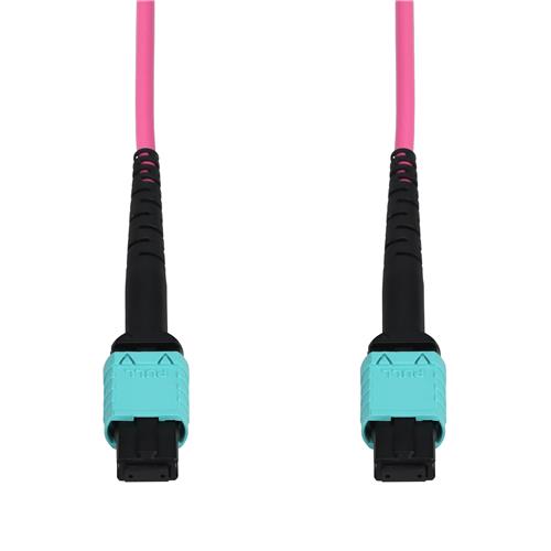 Picture of 2.5m MPO/UPC to MPO/UPC Magenta OM4 OFNR (Riser-Rated) 12-Strand Fiber Patch Cable