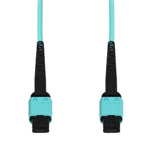 Picture of 21m MPO/UPC (Male) to MPO/UPC (Male) Aqua OM4 OFNR (Riser-Rated) 12-Strand Fiber Patch Cable