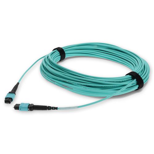 Picture of 30m MPO/UPC (Male) to MPO/UPC (Male) Aqua OM4 OFNR (Riser-Rated) 12-Strand Fiber Patch Cable