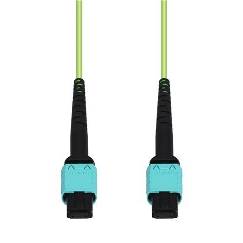 Picture of 4m MPO/UPC to MPO/UPC Lime Green OM5 OFNP (Plenum-Rated) 12-Strand Fiber Patch Cable
