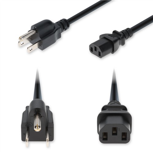 Picture of 2ft NEMA 5-15P Male to C13 Female Standard Commercial 14 AWG 125V at 15A PVC SJT (Service Junior Thermoplastic) Black Power Cable