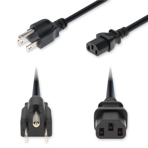 Picture of 8ft NEMA 5-15P Male to C13 Female Standard Commercial 18 AWG 125V at 10A PVC SJT (Service Junior Thermoplastic) Black Power Cable