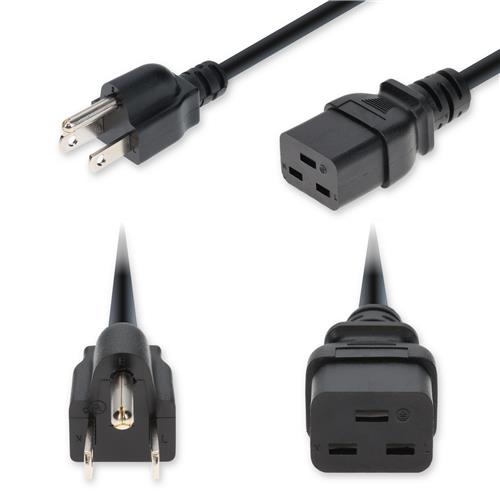 Picture of 8ft NEMA 5-15P Male to C19 Female Standard Commercial 14 AWG 125V at 15A PVC SJT (Service Junior Thermoplastic) Black Power Cable
