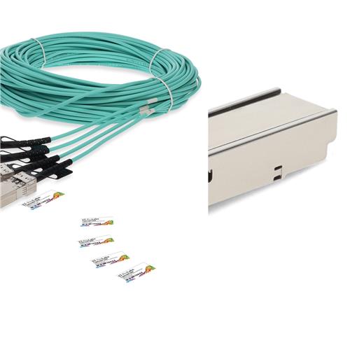 Picture for category Cisco® to HP® Compatible TAA 100GBase-AOC QSFP28 to 4xSFP28 Active Optical Cable (850nm, MMF, 30m)