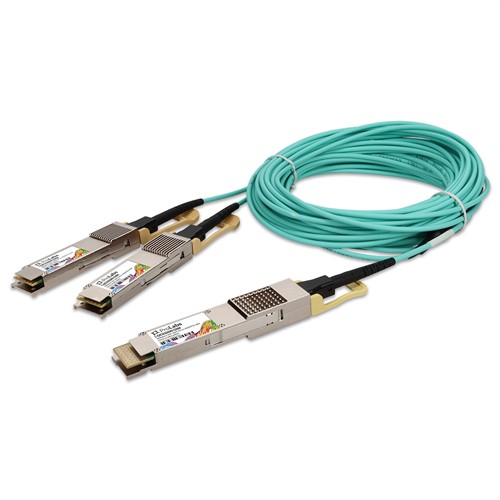Picture for category Cisco® QDD-400-AOC20M to Mellanox® MFS1S00-H020V Compatible TAA 400GBase-AOC QSFP-DD to 2xQSFP56 Active Optical Cable (850nm, MMF, 20m)